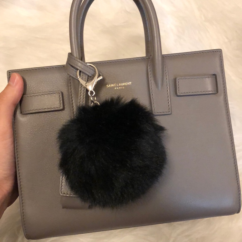 Black Pom Pom keychain bag charm